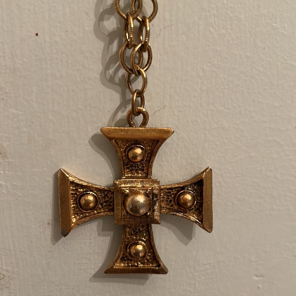 Gold Biker cross necklace.. it makes a STATEMENT!